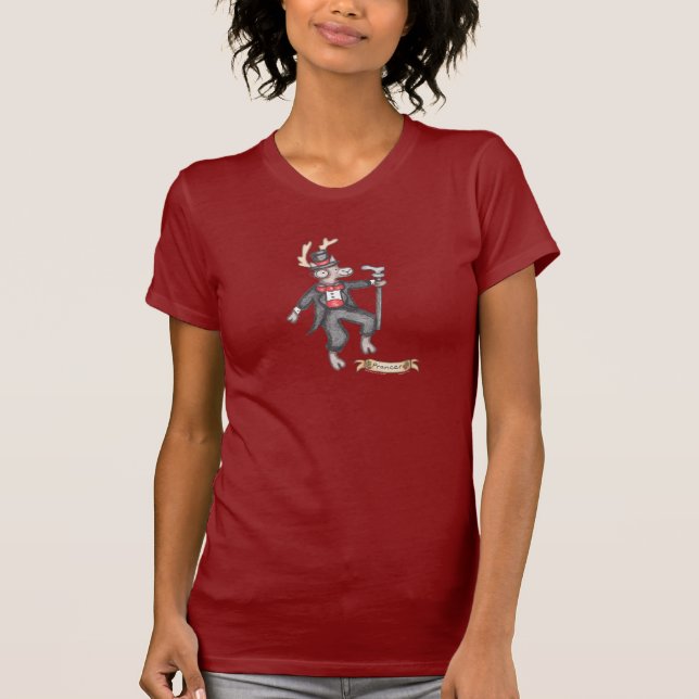 Le T-shirt des femmes de Prancer (canneberge) (Devant)