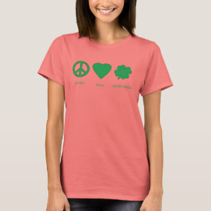 le T-shirt des femmes de shamrocks d'amour de paix