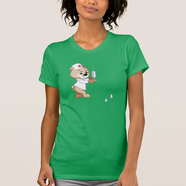 Le T-shirt des femmes d'infirmière d'ours de (Devant)