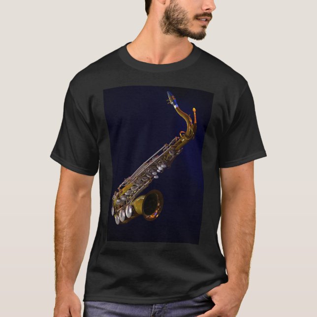 Le T-shirt des hommes avec le saxophone (Devant)