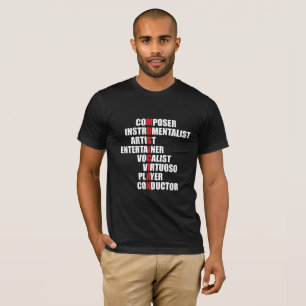 Le T-shirt des hommes d'acrostiche de musicien