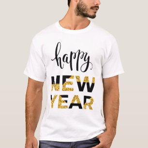 Le T-shirt des hommes d'art de mot de bonne année