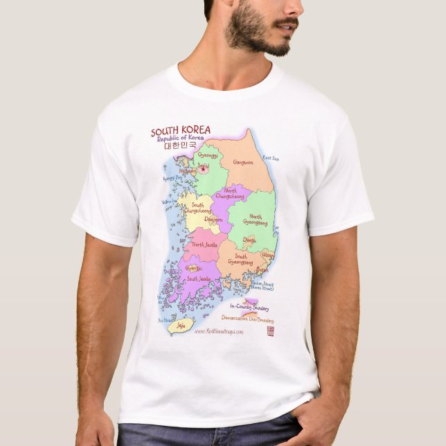Le T-shirt des hommes de carte de la Corée (Devant)