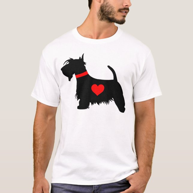 Le T-shirt des hommes de coeur de chien de Scottie (Devant)