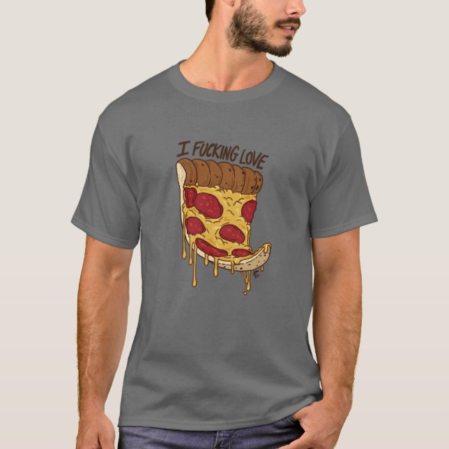 Le T-shirt des hommes de pizza d'amour (Devant)