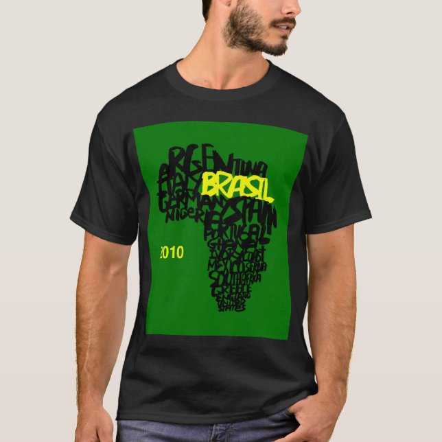 LE T-SHIRT DES HOMMES EN BASIC DU BRÉSIL DE COUPE (Devant)
