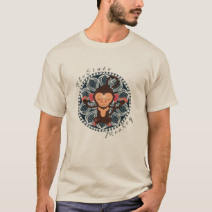 Le T-shirt des hommes méditants de singe de