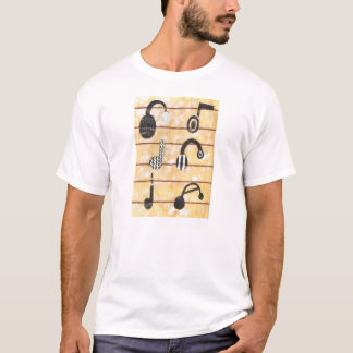 Le T-shirt des hommes musicaux d'écouteur