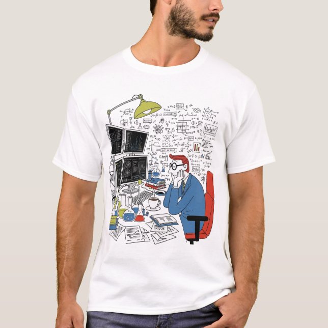 Le T-shirt du bureau amarré par un scientifique dé (Devant)