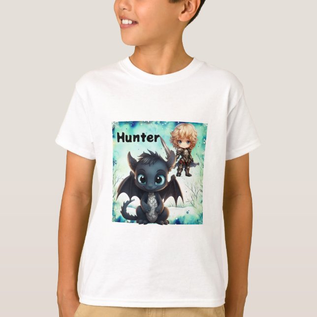 Le T-shirt du garçon de chevalier et dragon (Devant)