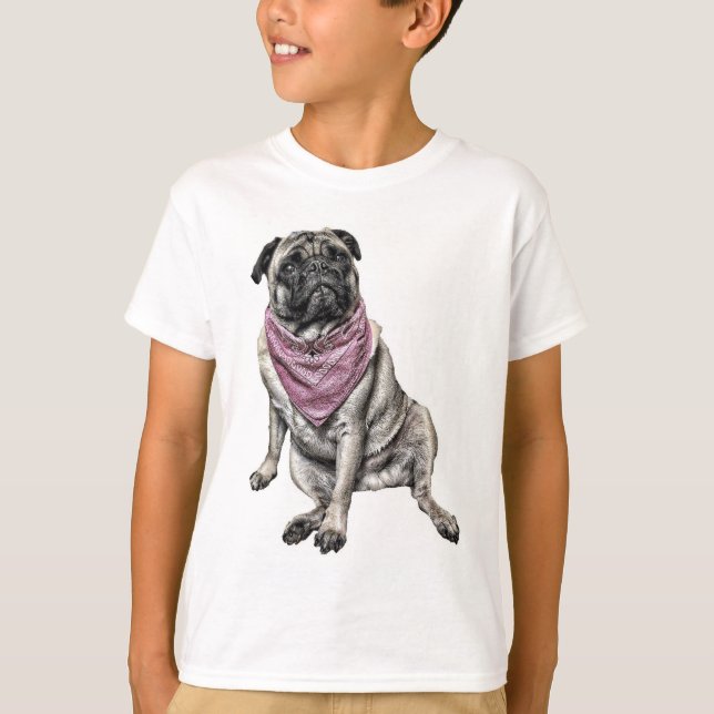 Le T-shirt du garçon de thème de chien de carlin (Devant)