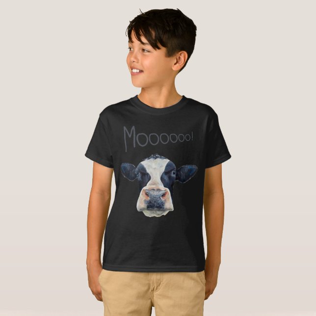 Le T-shirt foncé de base de vache de l'enfant (Devant entier)