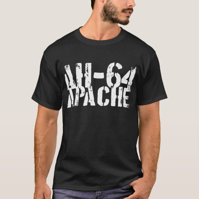 Le T-shirt foncé de base des hommes d'AH-64 Apache (Devant)
