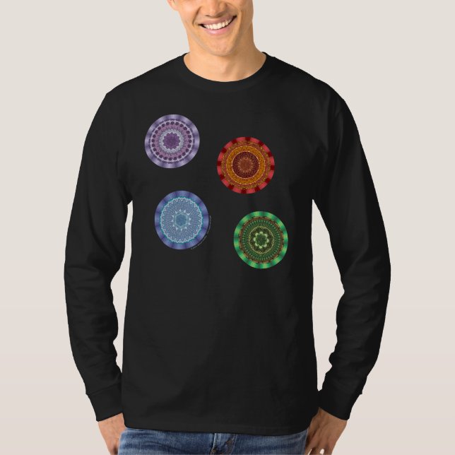 Le T-shirt foncé pour hommes Mandalas des Éléments (Devant)