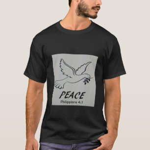 Le T-Shirt présente notre logo de colombe et des é