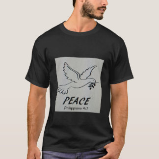 Le T-Shirt présente notre logo de colombe et des é