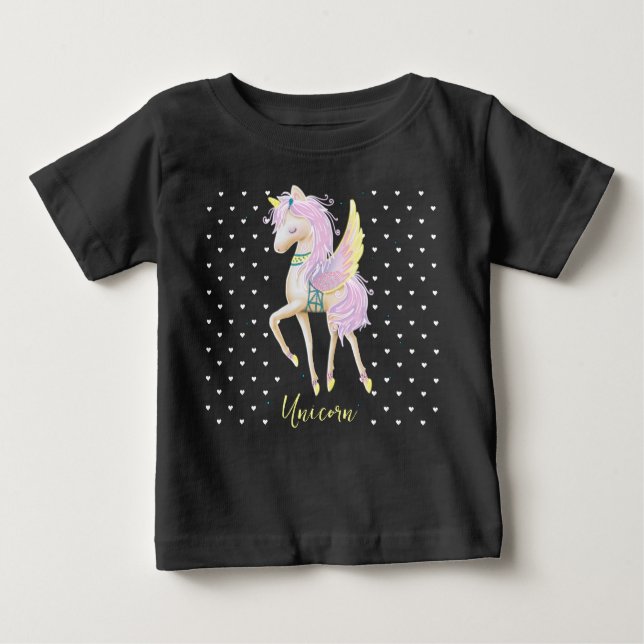 Le T-Shirt présente un design de licorne mignonne. (Devant)