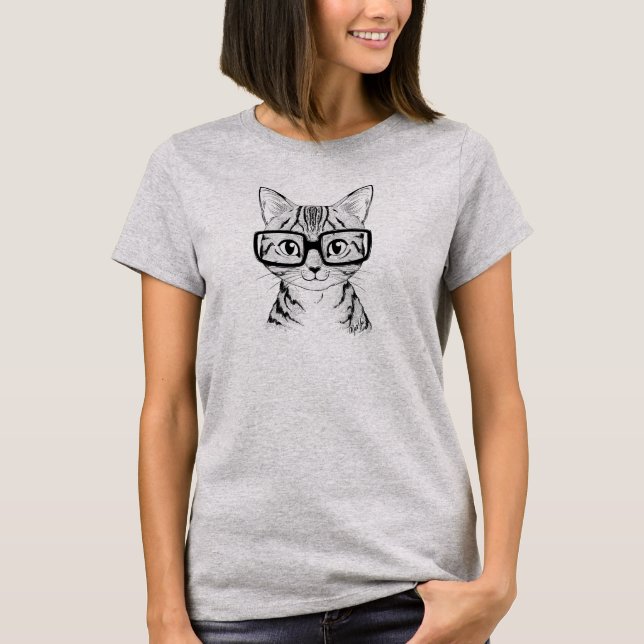 Le T-shirt ringard de chat des femmes tirées par (Devant)