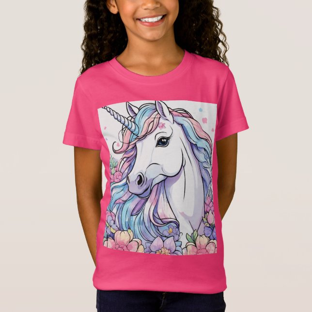 "Le T-shirt rose de la licorne" (Devant)
