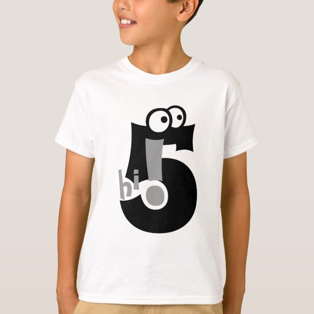 Le T-shirt salut des cinq enfants noir et blanc (Devant)