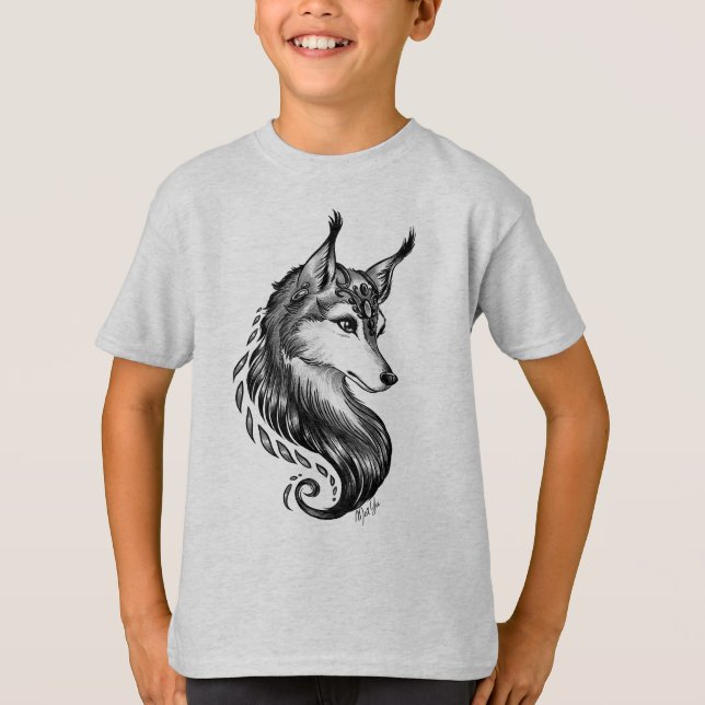Le T-shirt tiré par la main blanc noir de garçon (Devant)