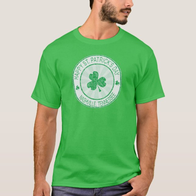 Le T-shirt vert des hommes de jour de Nashville St (Devant)
