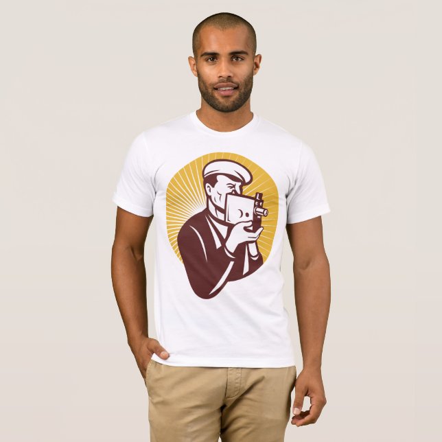Le T-shirt vintage des hommes de cameraman (Devant entier)