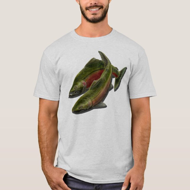 Le T-shirts des hommes de saumon de Coho de (Devant)