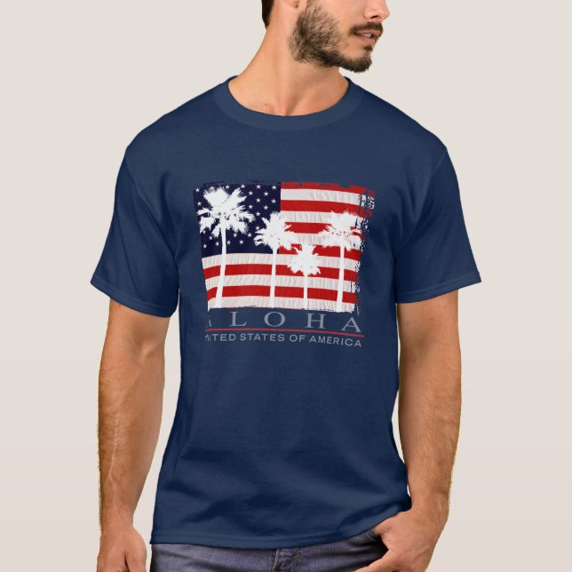 Le T-shirts des hommes des Etats-Unis de drapeau (Devant)