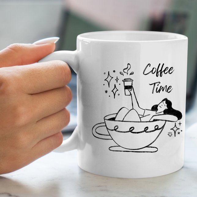 Le temps du café - Mug simple et élégant (Créateur téléchargé)