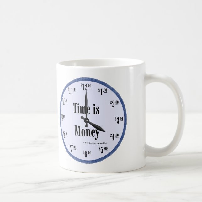 Le temps est argent - Mug Blue Horloge Face (Droite)