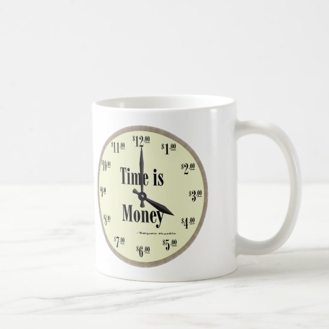 Le temps est de l'argent - Mug Taupe Horloge Face (Droite)