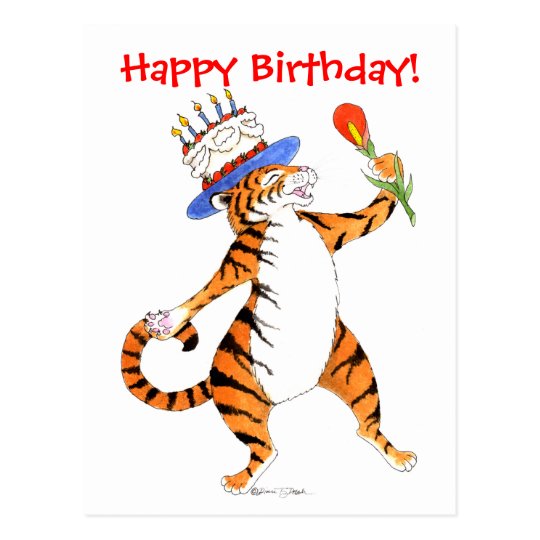 Le Tigre Chante Le Joyeux Anniversaire Carte Zazzle Fr