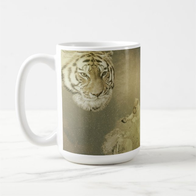 Le Tigre Et Le Kitten, Mug De Café (Gauche)