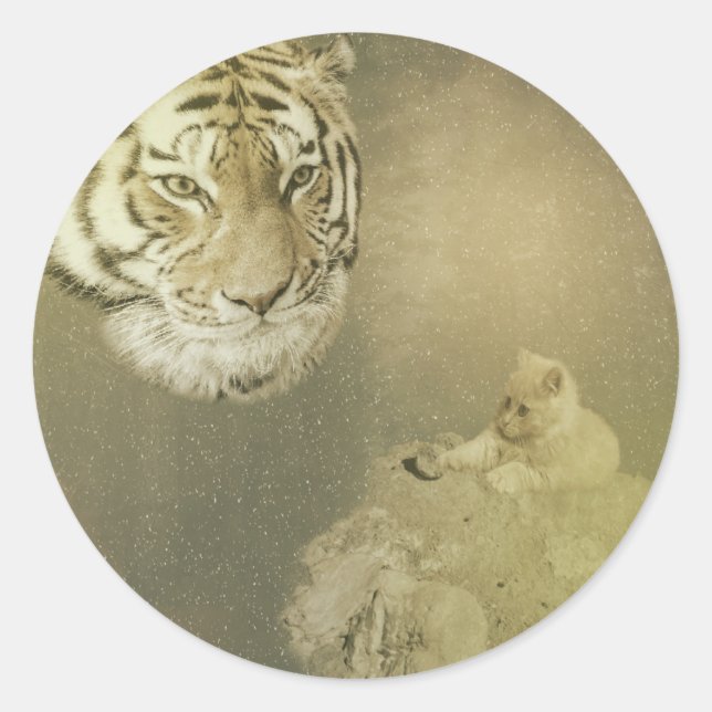 Le Tigre Et Le Kitten, Stickers Ronds (Devant)