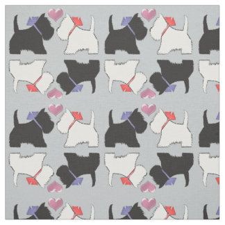 Le tissu d'art des chiens de Westie noirs et blanc