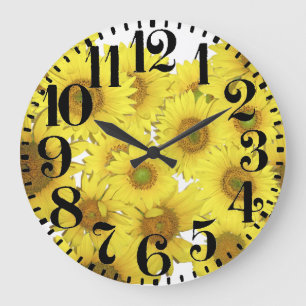 Le tournesol fleurit la grande horloge murale de