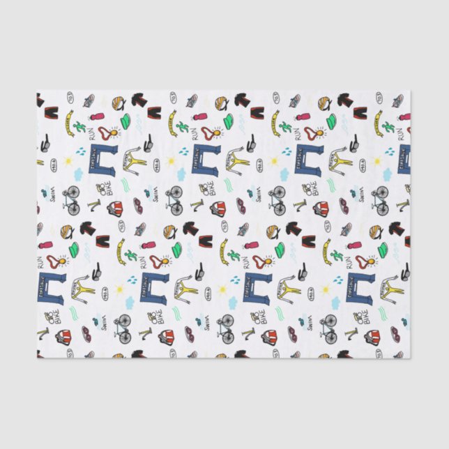 Le triathlon gribouille le papier de soie de soie (Recto)