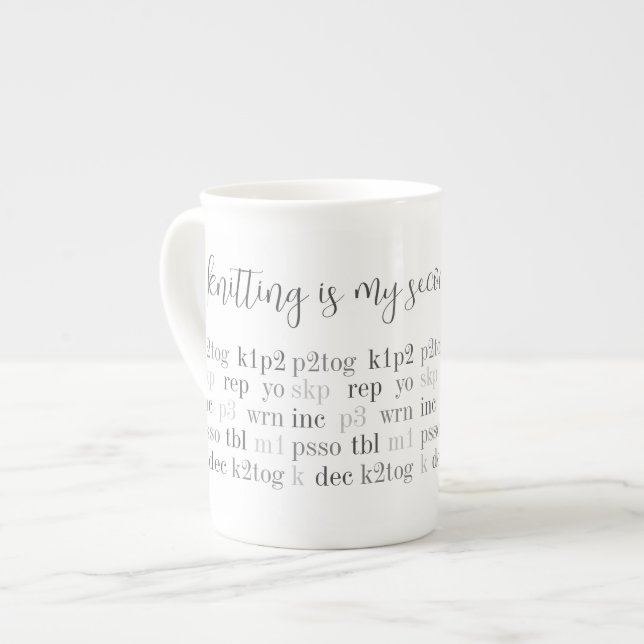 LE tricot EST MA DEUXIÈME LANGUE Bone China Mug (Devant gauche)