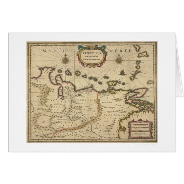 Le Venezuela par la carte de Hondius - 1630 (Devant horizontal)