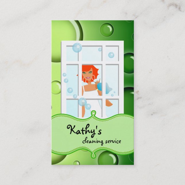 Le vert de carte de visite de nettoyage bouillonne (Devant)