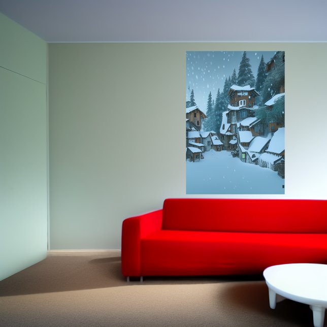 Le village de montagne | AI Art Poster (Créateur téléchargé)