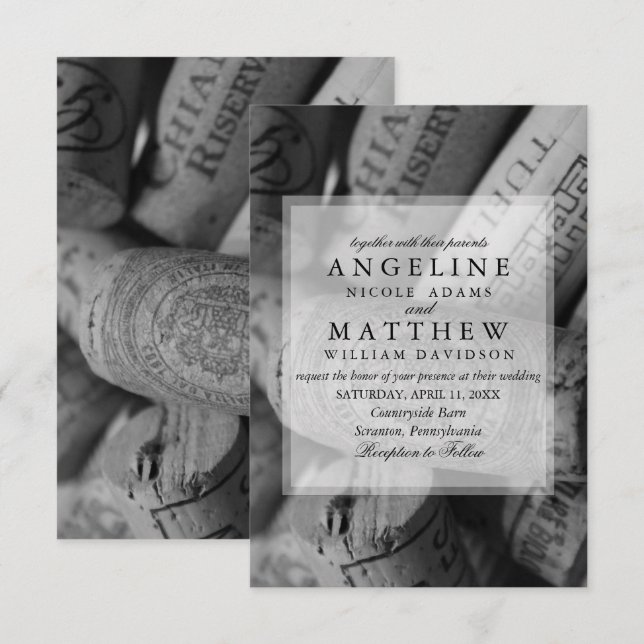 Le vin bouche des invitations de mariage (Devant / Derrière)