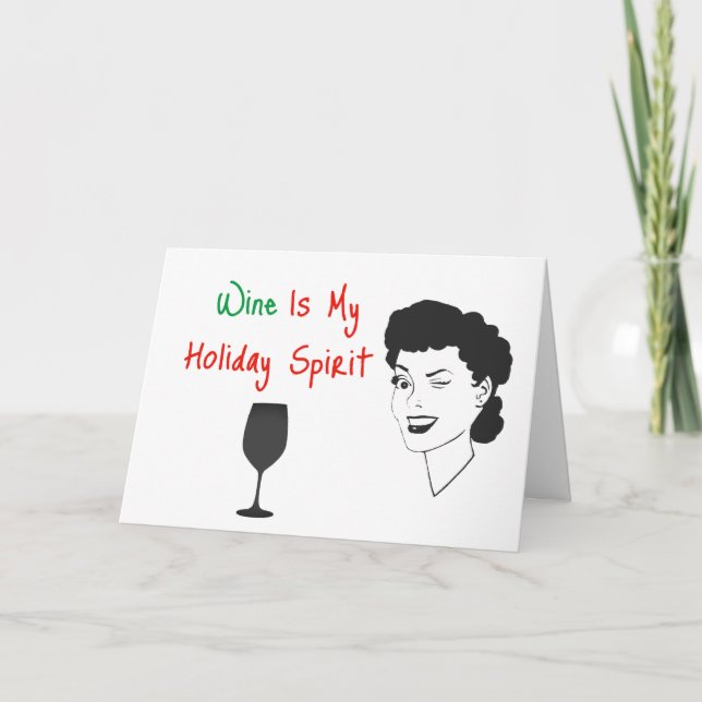 Le Vin Est Mon Esprit De Vacances Carte De Noël (Devant)