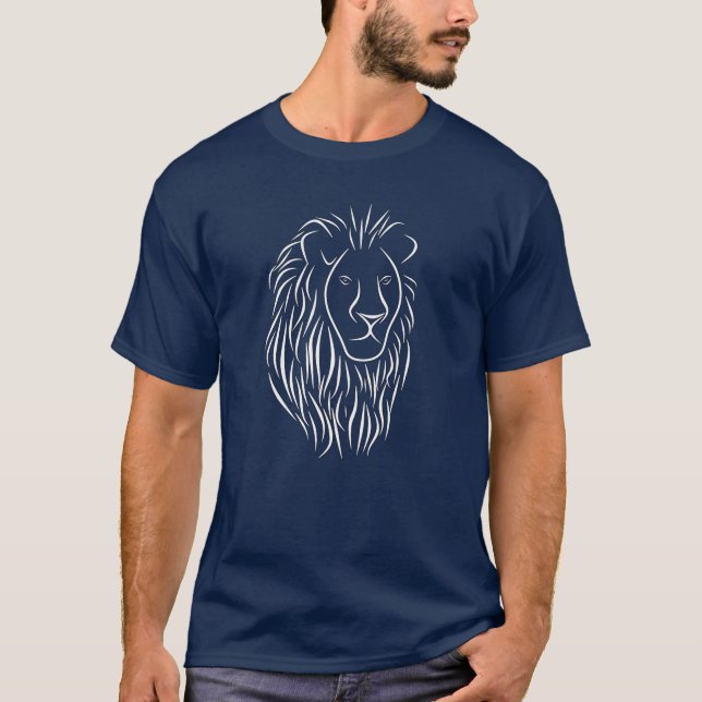 Le visage de lion sur le T-shirt noir basique masc (Devant)