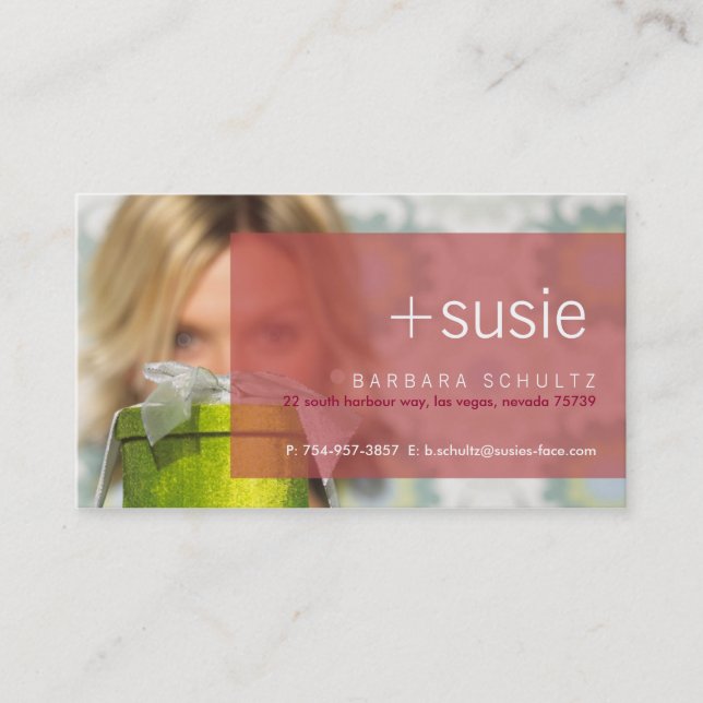 Le visage de Susie [rose] Cartes de visite (Devant)