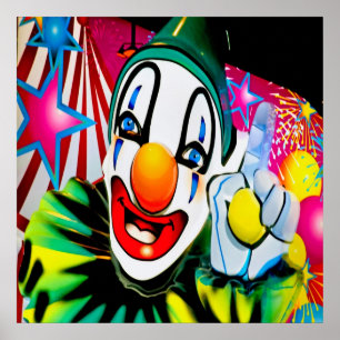 Le visage d'une affiche de clown
