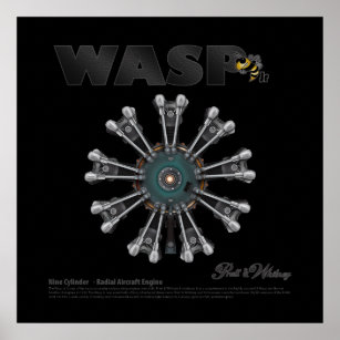 Le "Wasp Jr." Poster d'art de Moteur Radial