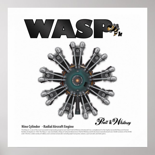 Le "Wasp Jr." Poster d'art de Moteur Radial (Devant)
