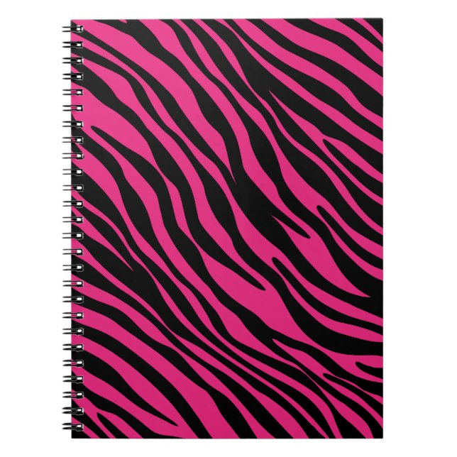 Le zèbre rose et noir barre le carnet de notes à (Devant)